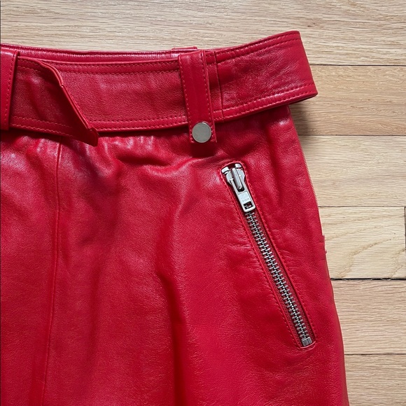 Red Leather Mini Skirt size 34 (XS/S) - Picture 5 of 9